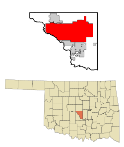 Cleveland County, Oklahoma Incorporated and Unincorporated areas highlighting Norman